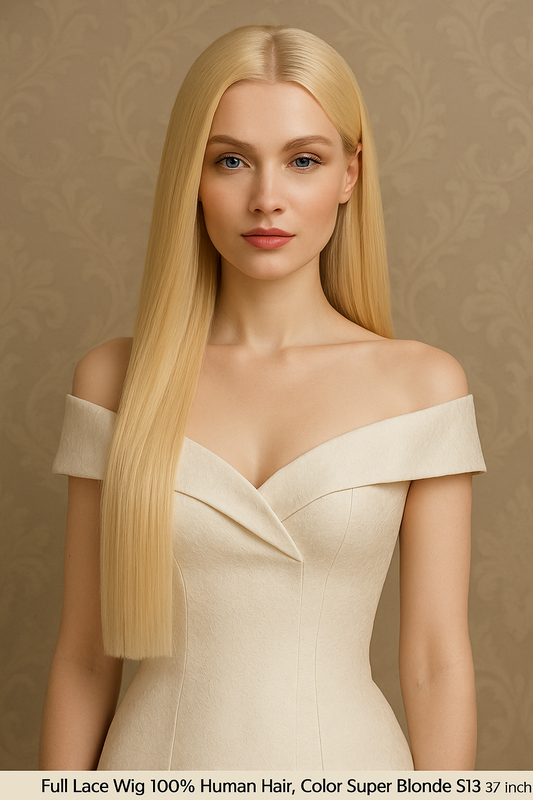 Luxury Full Lace Wig – Super Blonde – 100% Human Hair